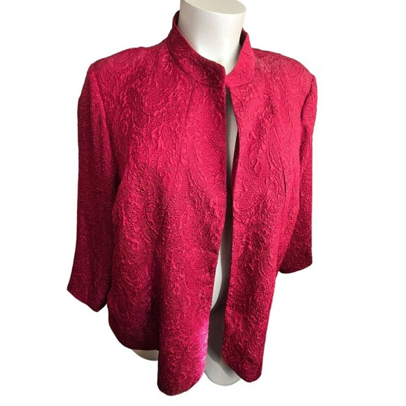 Vintage Red Mandarin Collar Jacket by Avenue with Hook Front Size 30/32 JJ4057 - Picture 1 of 9